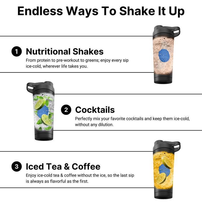 ICEBRRG Mixer | Mixes + Chills without Ice | Perfect for Protein Shakes, Pre-Workout, & Meal Replacement
