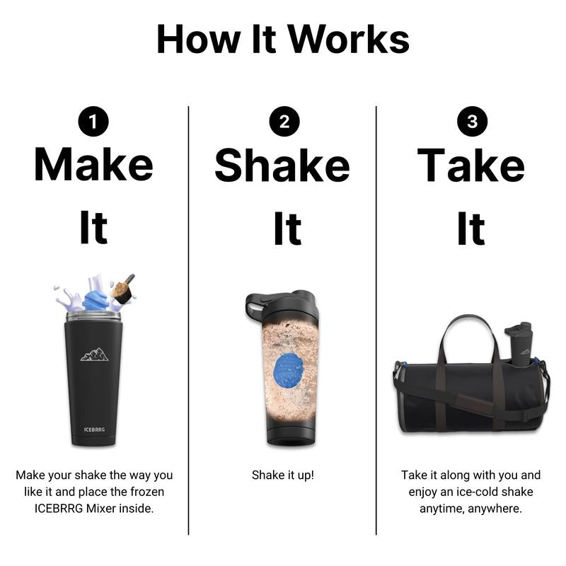 ICEBRRG Mixer | Mixes + Chills without Ice | Perfect for Protein Shakes, Pre-Workout, & Meal Replacement